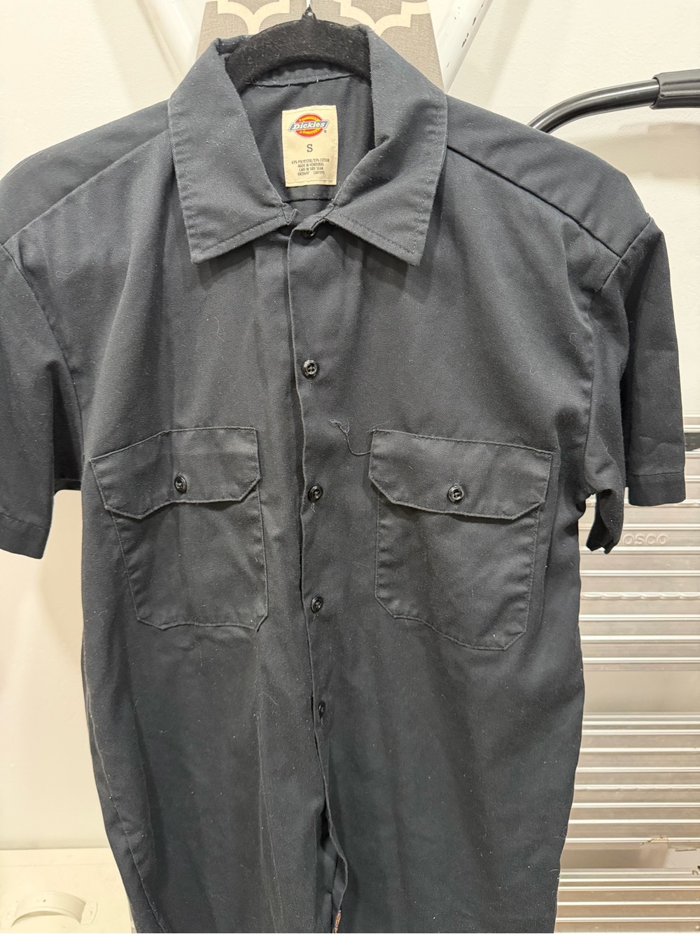 Dickies Black Short-Sleeve Button-Front Work Shirt